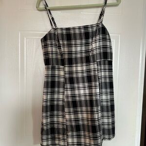 Forever 21 Black and White Plaid Mini Dress with Spaghetti Straps